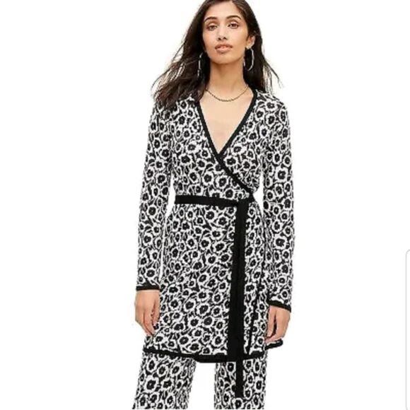 Diane Von Furstenberg x Targe "Poppy" Brown Black Wrap Knit Sweater Dress XXL - Picture 1 of 9